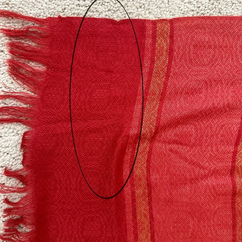 Red & Gold Lightweight Scarf With Fringe - Shawl / Wrap